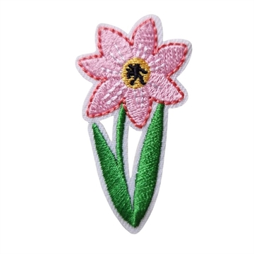 Strygemærker blomst lyserød 5,5x3 cm